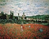 Field Canvas Paintings - Poppy Field near Vetheuil